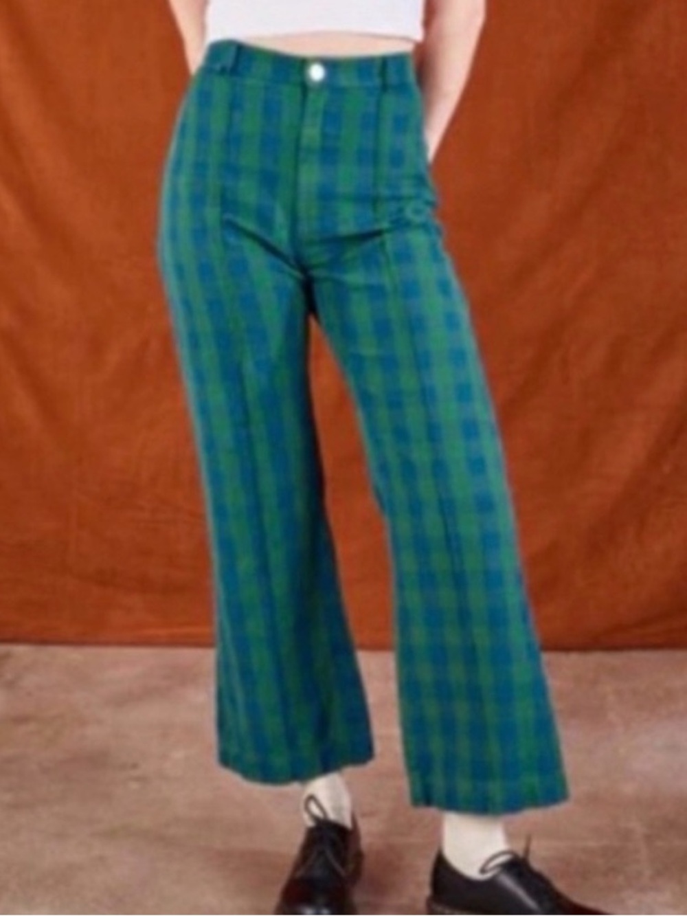 Big Bud Press Western Pants Gingham Dark Blue Green Large